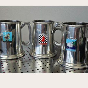 Vintage English Pewter Steins Set of 3